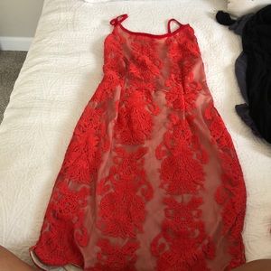 Super super cute red short lace dress!